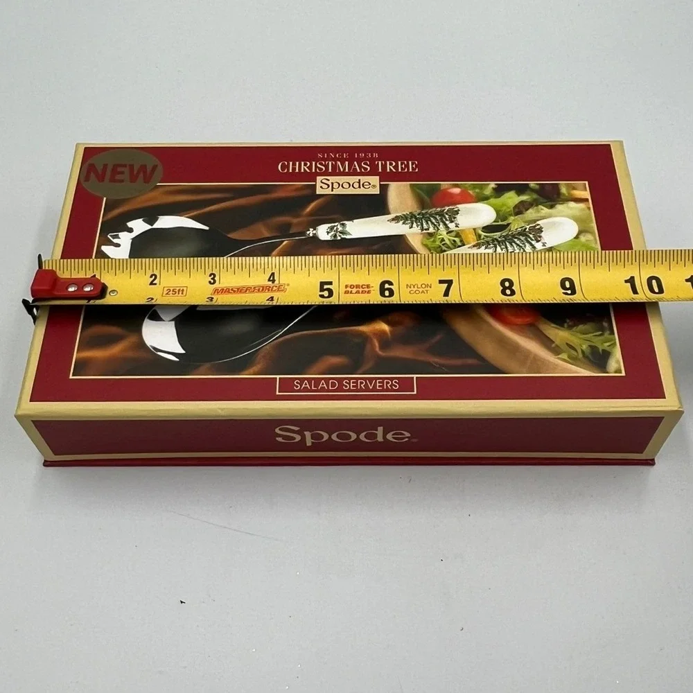 Spode Christmas Tree Salad Servers Unisex OS White Brand New Ceramic Handles